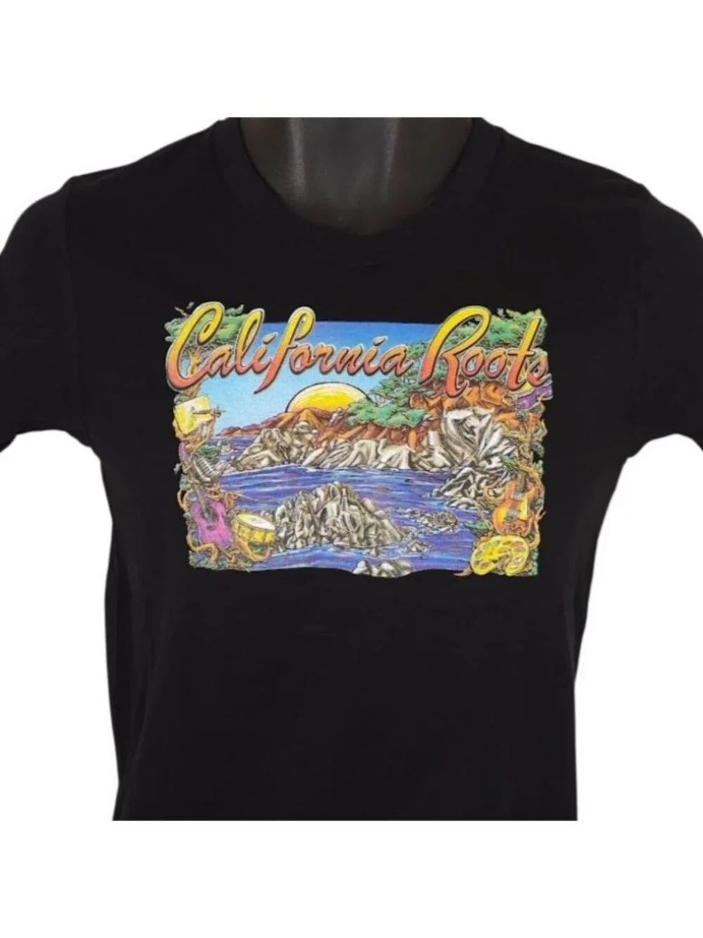 California Roots Festival T Shirt Womens Size Small Black 2014 Reggae Music